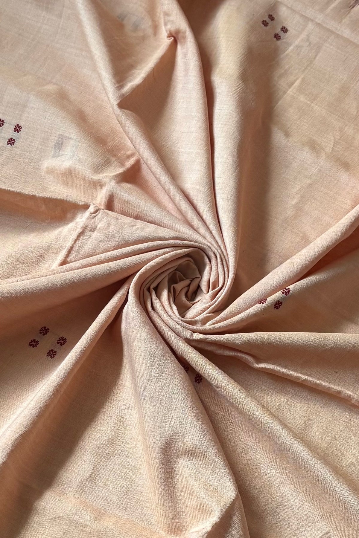 Ek Phulia Cotton Saree- Caramel Beige & Maroon