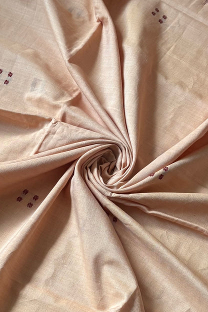 Ek Phulia Cotton Saree- Caramel Beige & Maroon