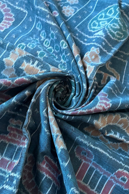 Exclusive Nabakothi Sambalpuri Cotton Saree: Light Teal