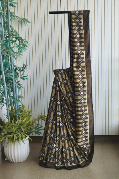 Exclusive Odisha Ikkat Pure Silk Saree- Dark Olive