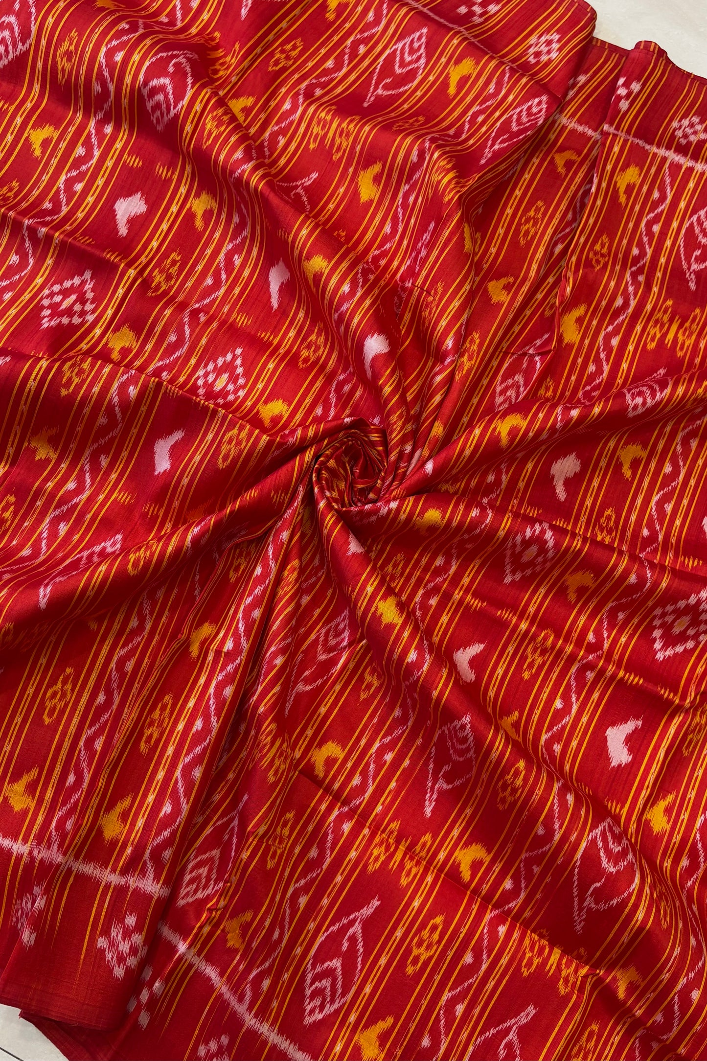 Exclusive Odisha Ikkat Nabakothi Pure Silk Saree-Red