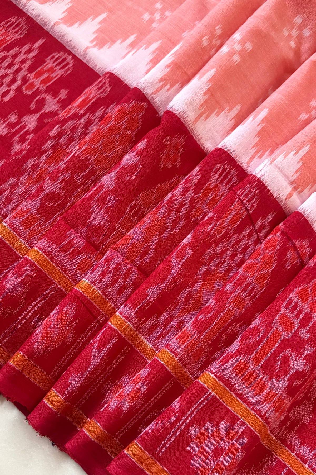 Odisha Ikkat Khandua Cotton Saree - Peach