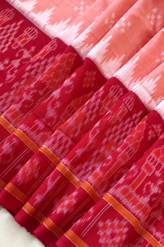 Odisha Ikkat Khandua Cotton Saree - Peach