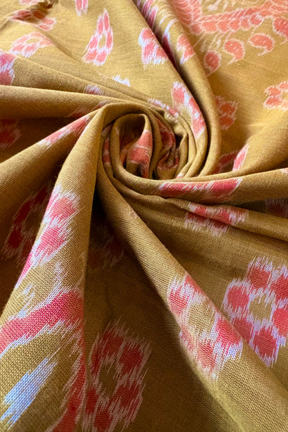 Odisha Ikkat Khandua Cotton Saree-  Khaki
