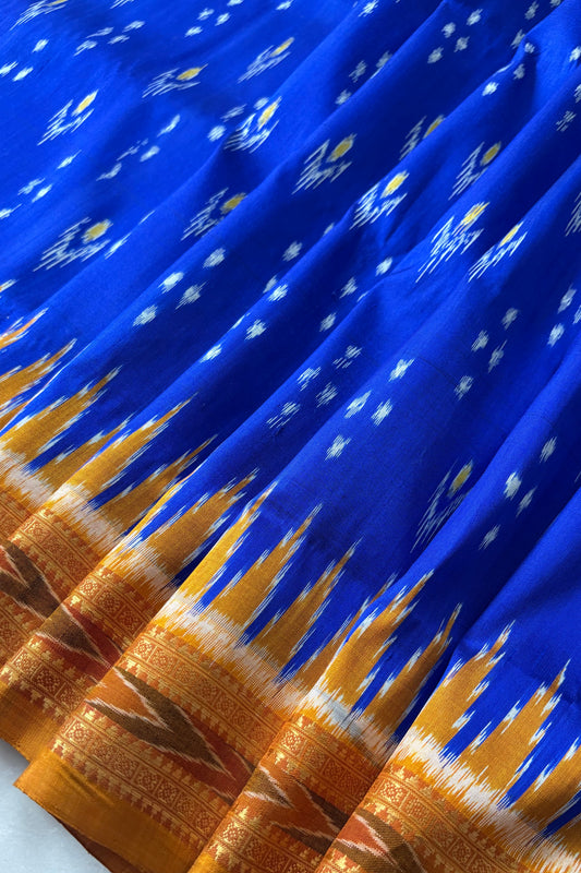 Odisha Ikkat Khandua Silk Saree - Mayura Chandrika- Royal Blue