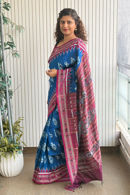 Exclusive Odisha Ikkat Pure Silk Saree- Blue