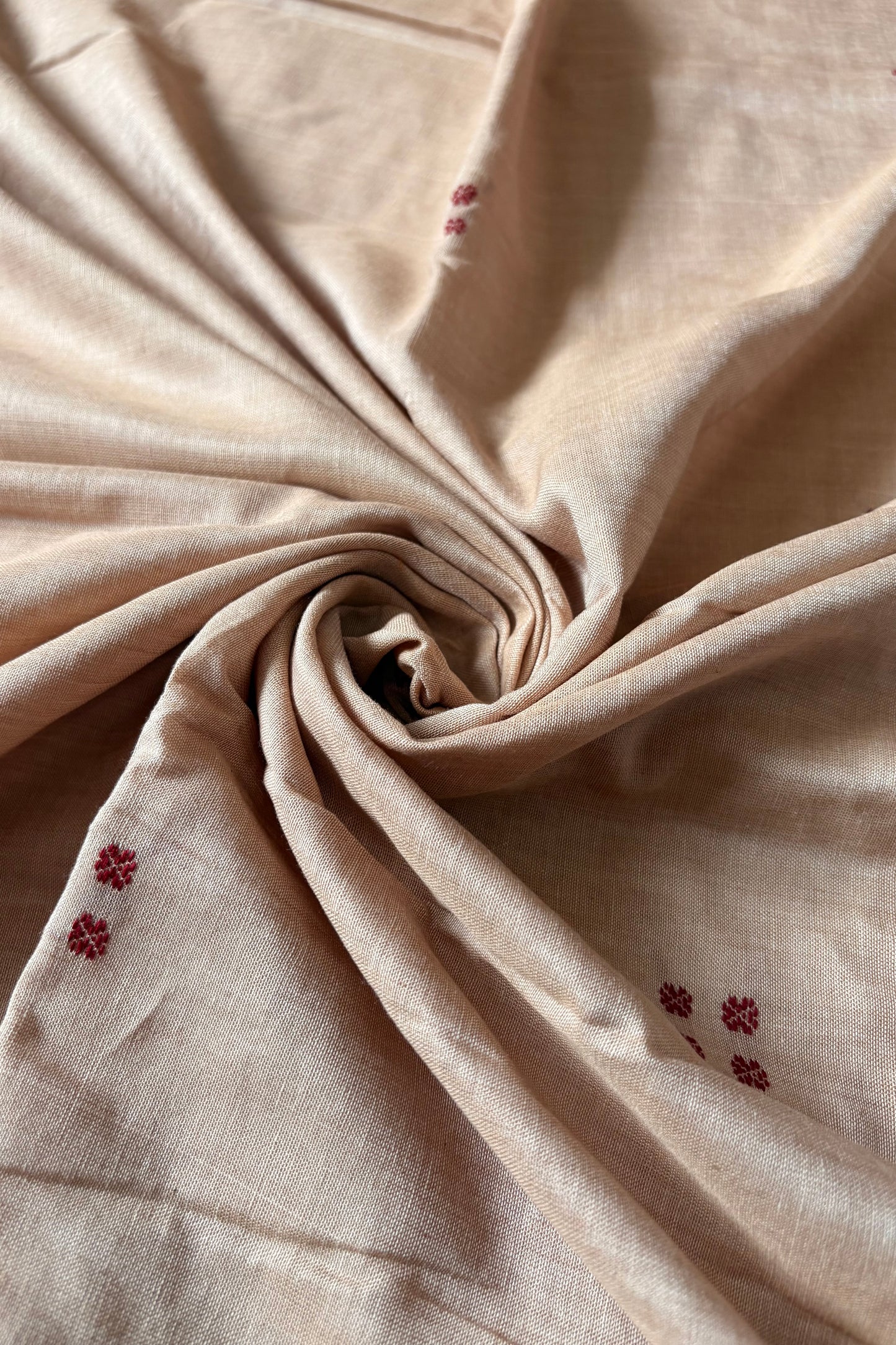 Ek Phulia Cotton Saree - Beige & Maroon