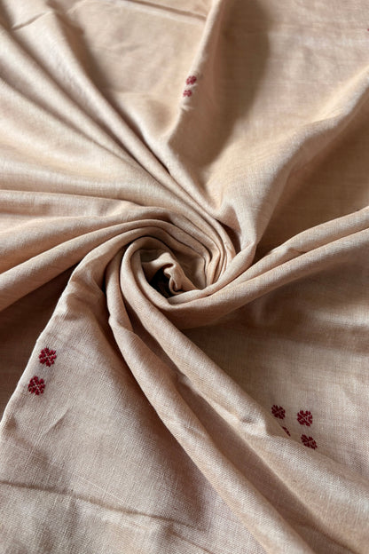 Ek Phulia Cotton Saree - Beige & Maroon