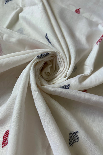 Sambalpuri Pure Cotton Kathifera Saree - White