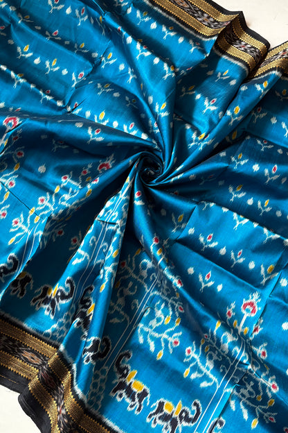 Exclusive Odisha Ikkat Khandua Silk Saree - Sky Blue