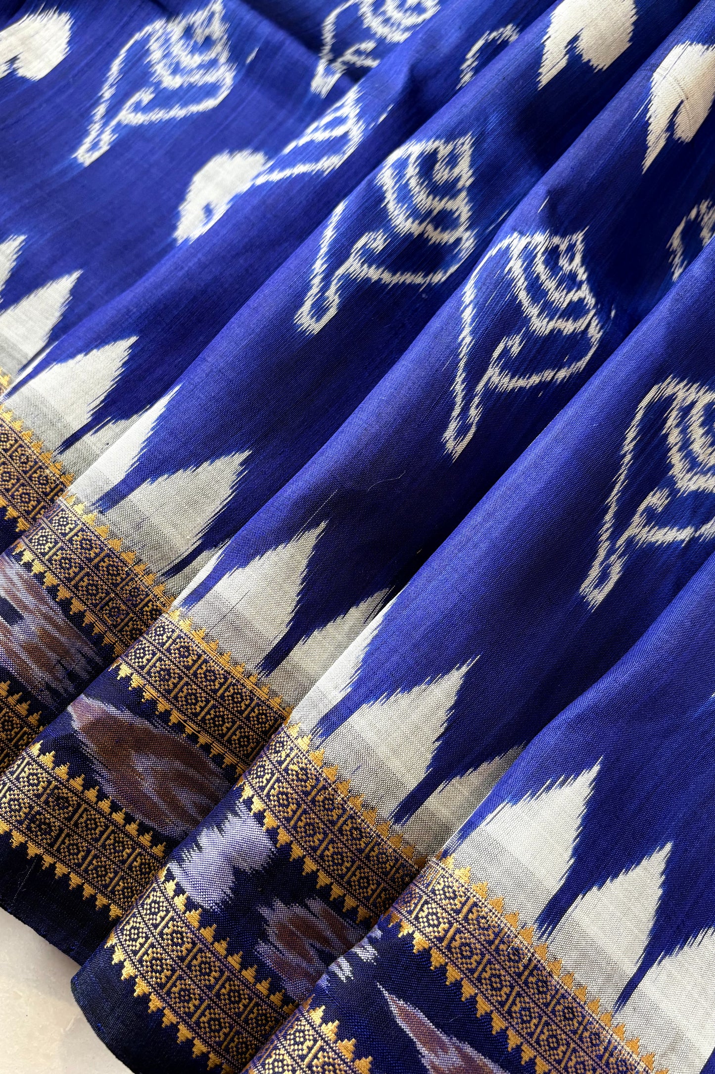 Odisha Ikkat Khandua Silk Saree - Indigo