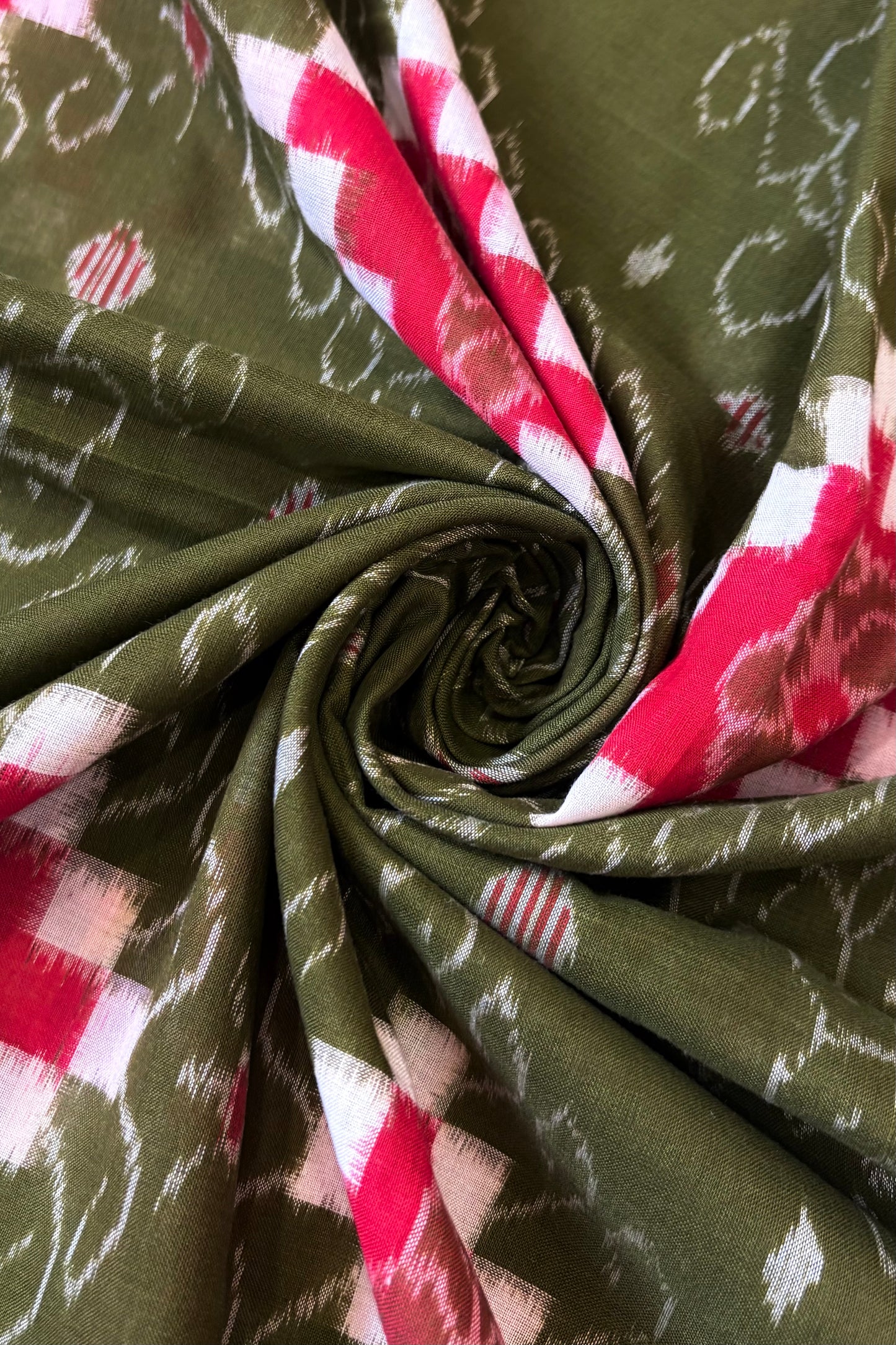 Sambalpuri Pure Cotton Saree - Mehendi Green