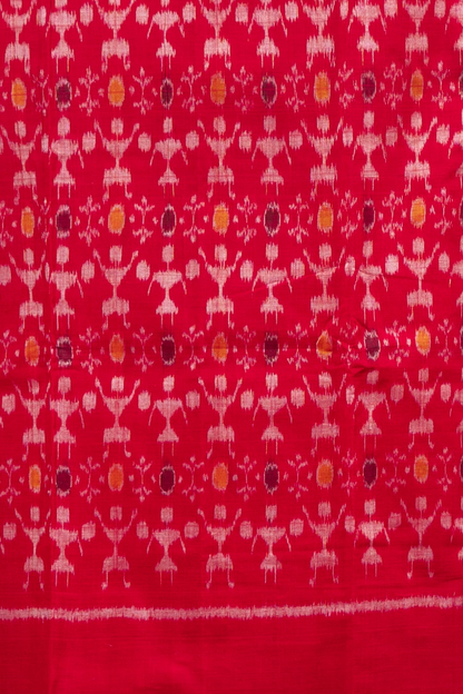 Pure Cotton Sambalpuri Ikkat 3 Piece Dress Material- Red