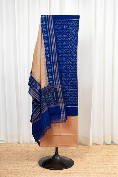 Pure Cotton Sambalpuri Ikkat 3 Piece Dress Material- Indigo