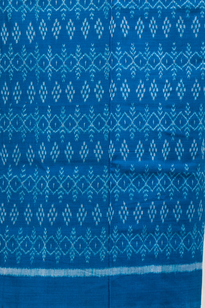 Pure Cotton Sambalpuri Ikkat 3 Piece Dress Material- Teal Blue