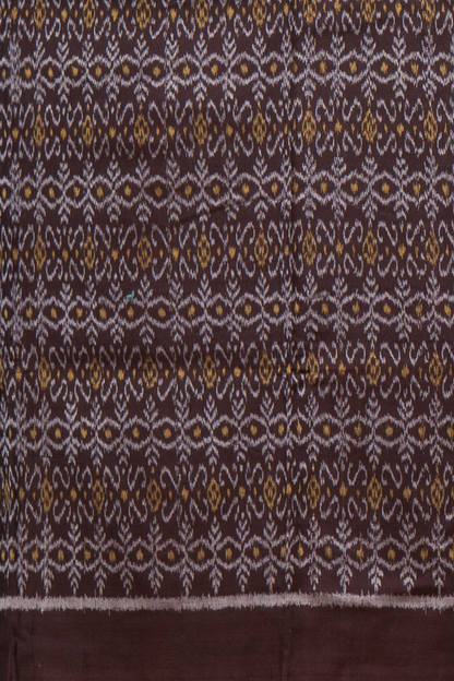 Pure Cotton Sambalpuri Ikkat 3 Piece Dress Material- Dark Coffee