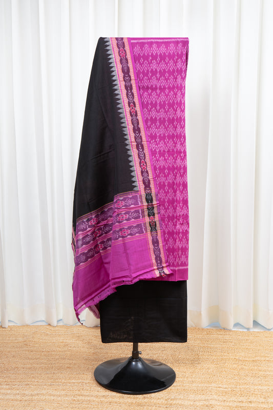 Pure Cotton Sambalpuri Ikkat 3 Piece Dress Material- Purple