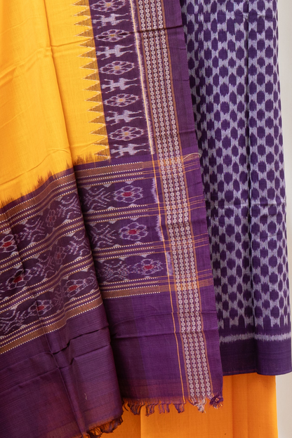 Pure Cotton Sambalpuri Ikkat 3 Piece Dress Material- Aubergine