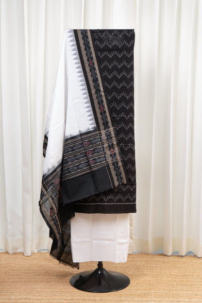 Pure Cotton Sambalpuri Ikkat 3 Piece Dress Material- Black