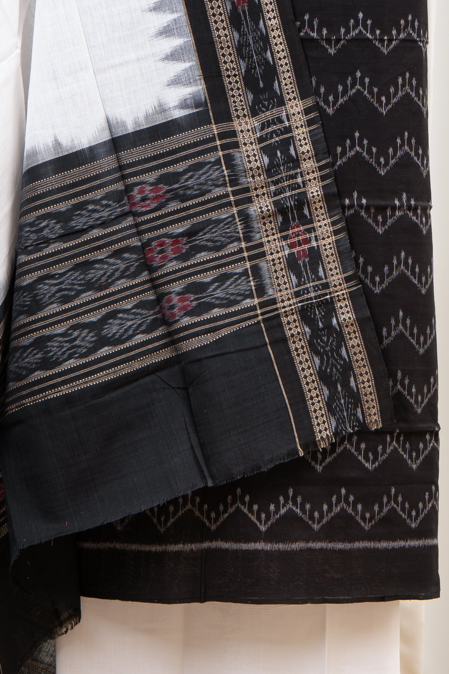 Pure Cotton Sambalpuri Ikkat 3 Piece Dress Material- Black