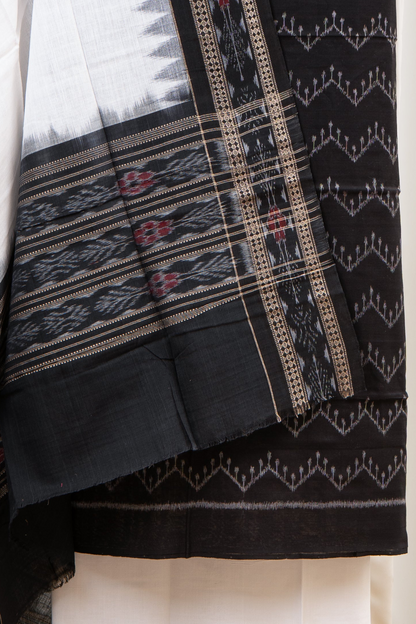 Pure Cotton Sambalpuri Ikkat 3 Piece Dress Material- Black