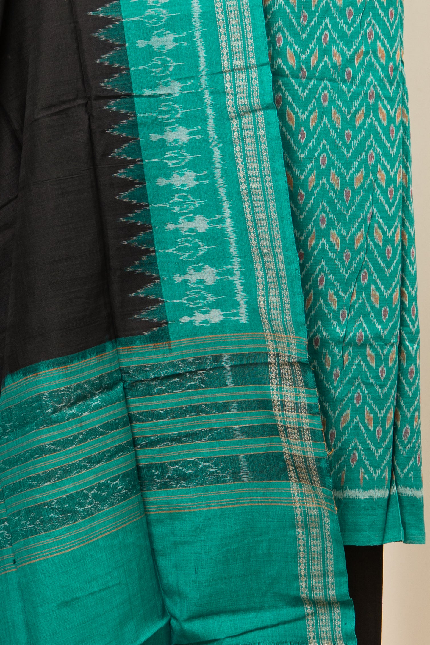 Pure Cotton Sambalpuri Ikkat 3 Piece Dress Material- Sea Green
