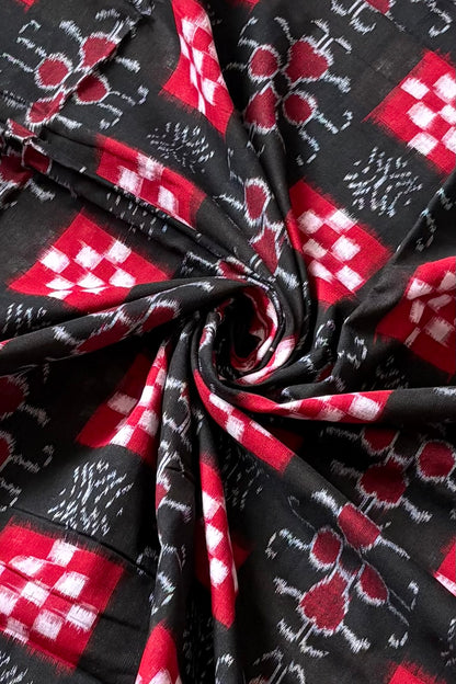 Sambalpuri Pure Cotton Saree - Black