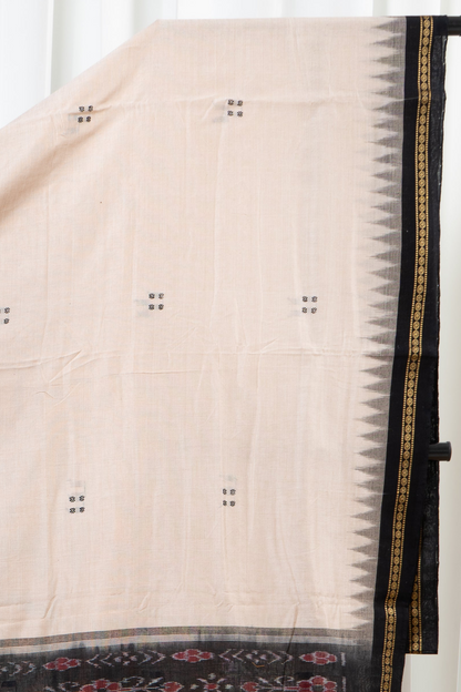 Ek Phulia Cotton Saree-Beige Black