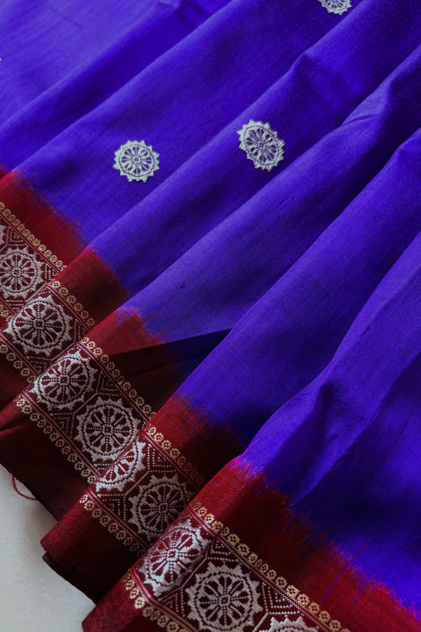 Odisha Ikkat Jalla Work Pure Silk Saree - Indigo