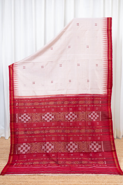Ek Phulia Cotton Saree -Beige and Red