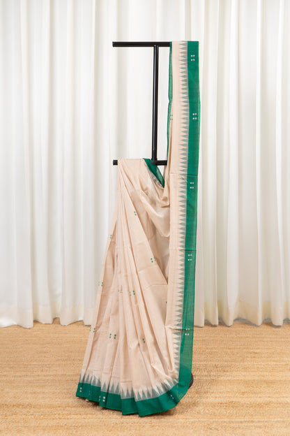 Ek Phulia Cotton Saree-Beige and Green