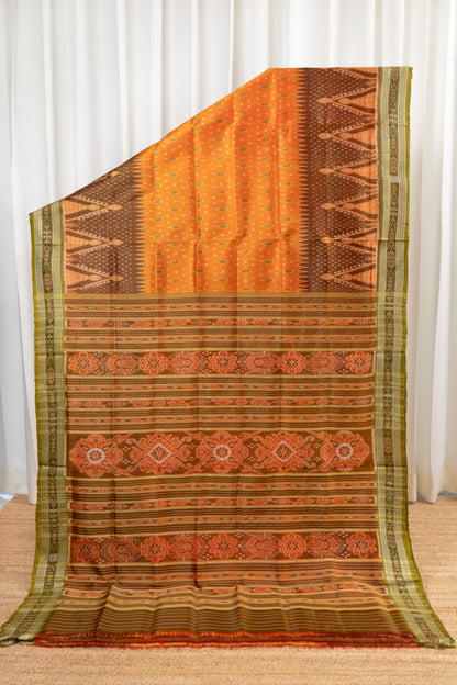 Odisha Ikkat Khandua Pure Silk Saree- Orange