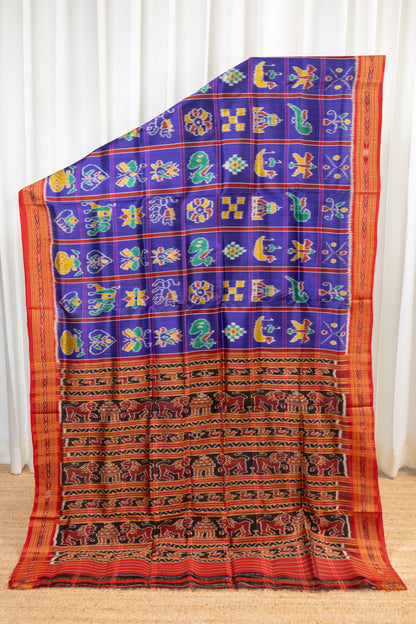 Nabakothi Khandua Silk Saree: Royal Blue