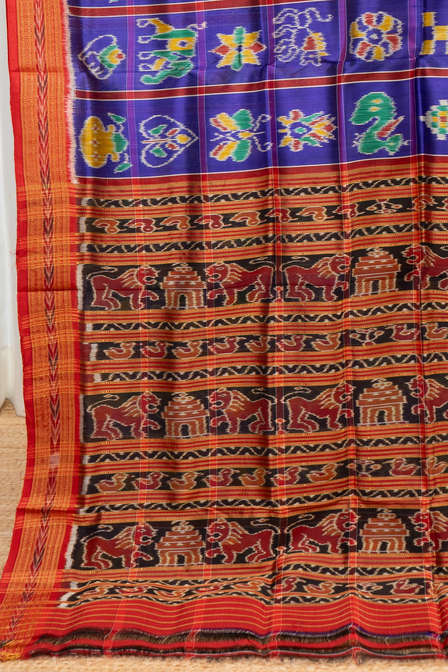 Nabakothi Khandua Silk Saree: Royal Blue