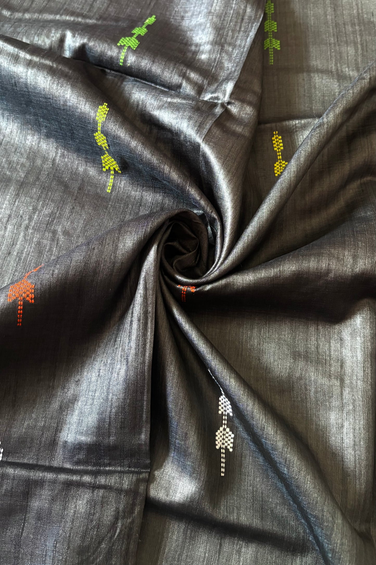 Gopalpur Tussar Silk Saree - Dark  Grey