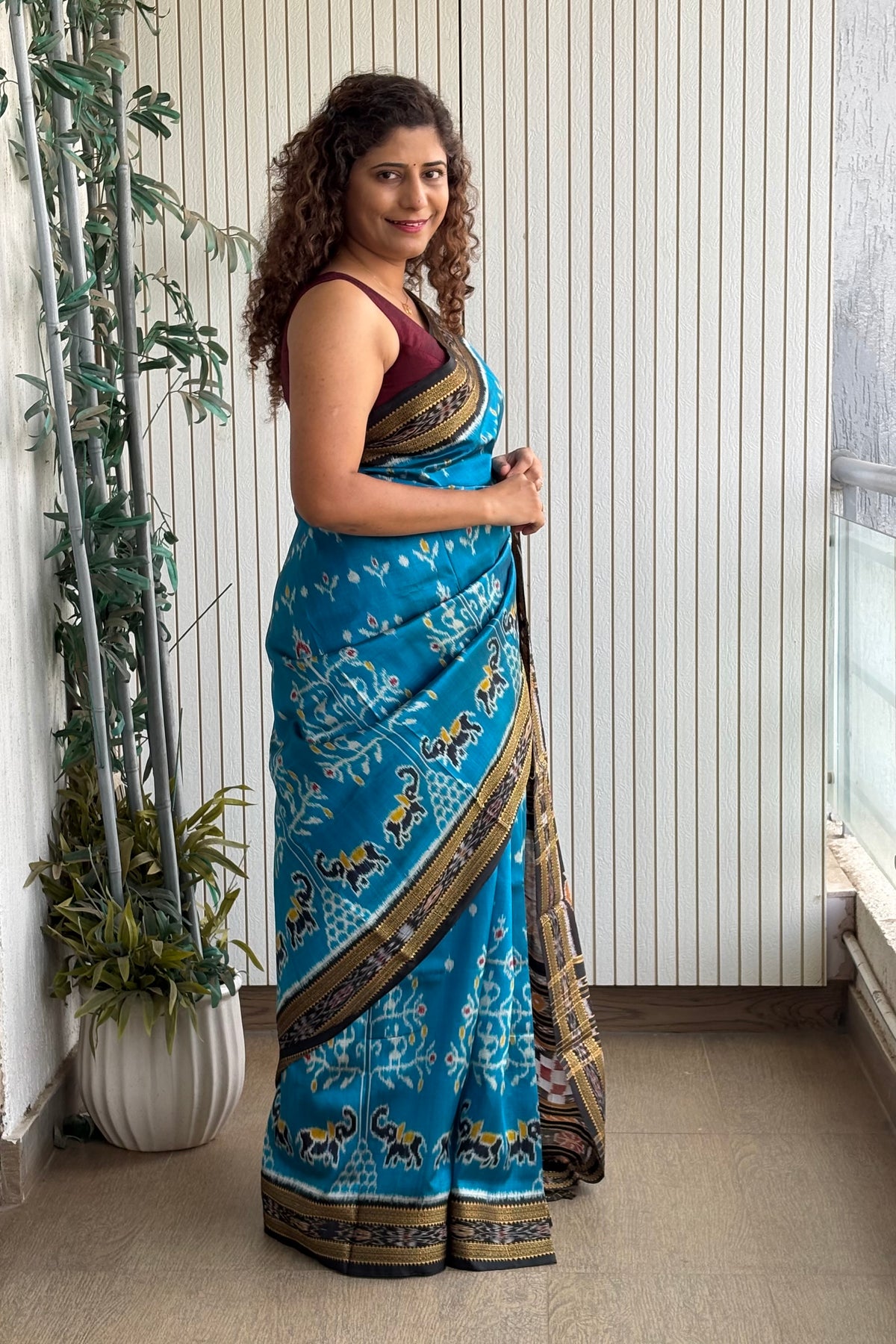 Exclusive Odisha Ikkat Khandua Silk Saree - Sky Blue