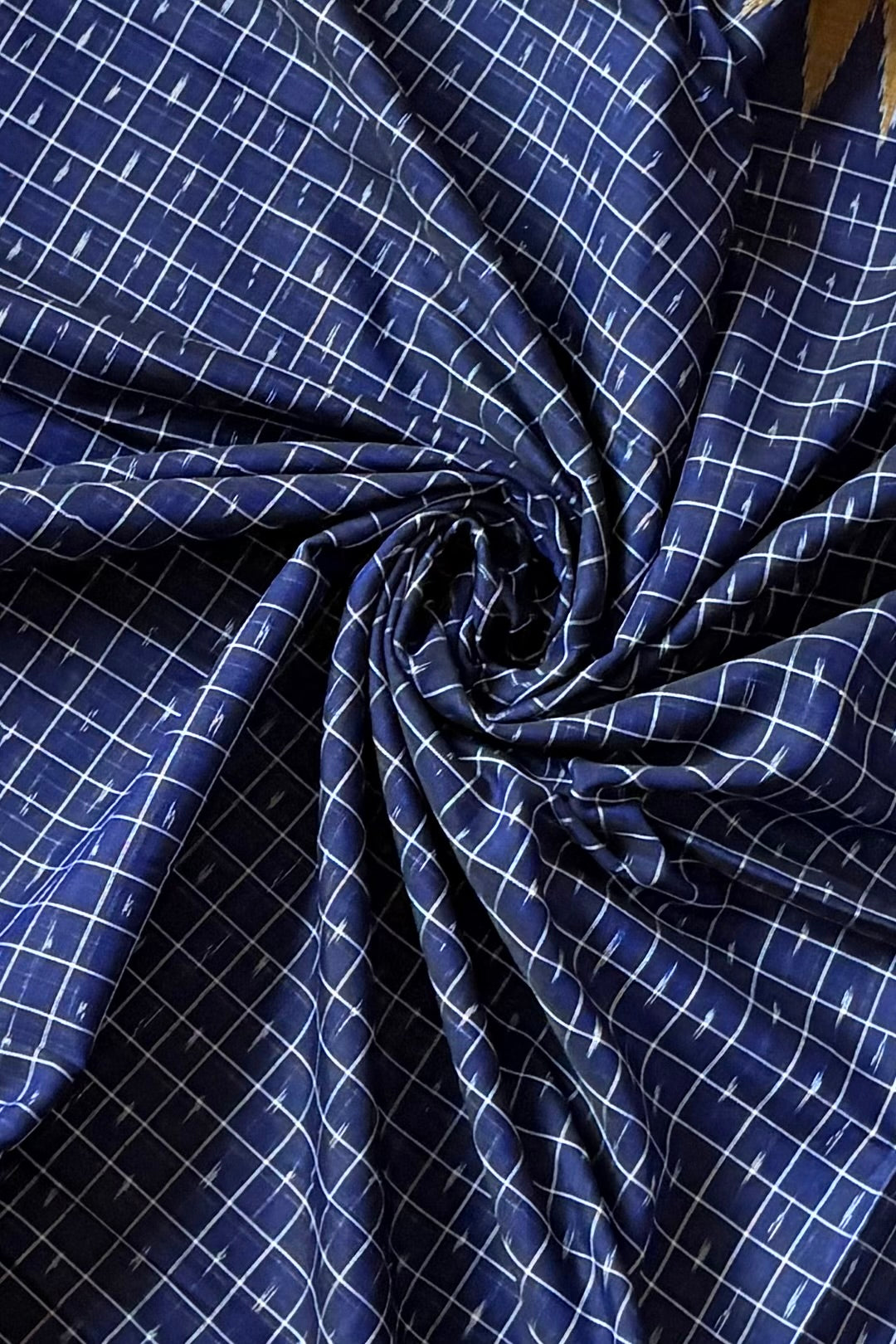 Odisha Ikkat Khandua Cotton Saree - Dark Navy Blue