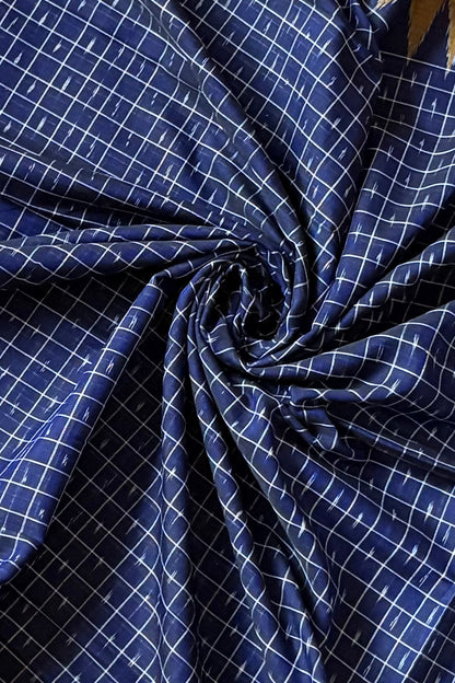 Odisha Ikkat Khandua Cotton Saree - Dark Navy Blue