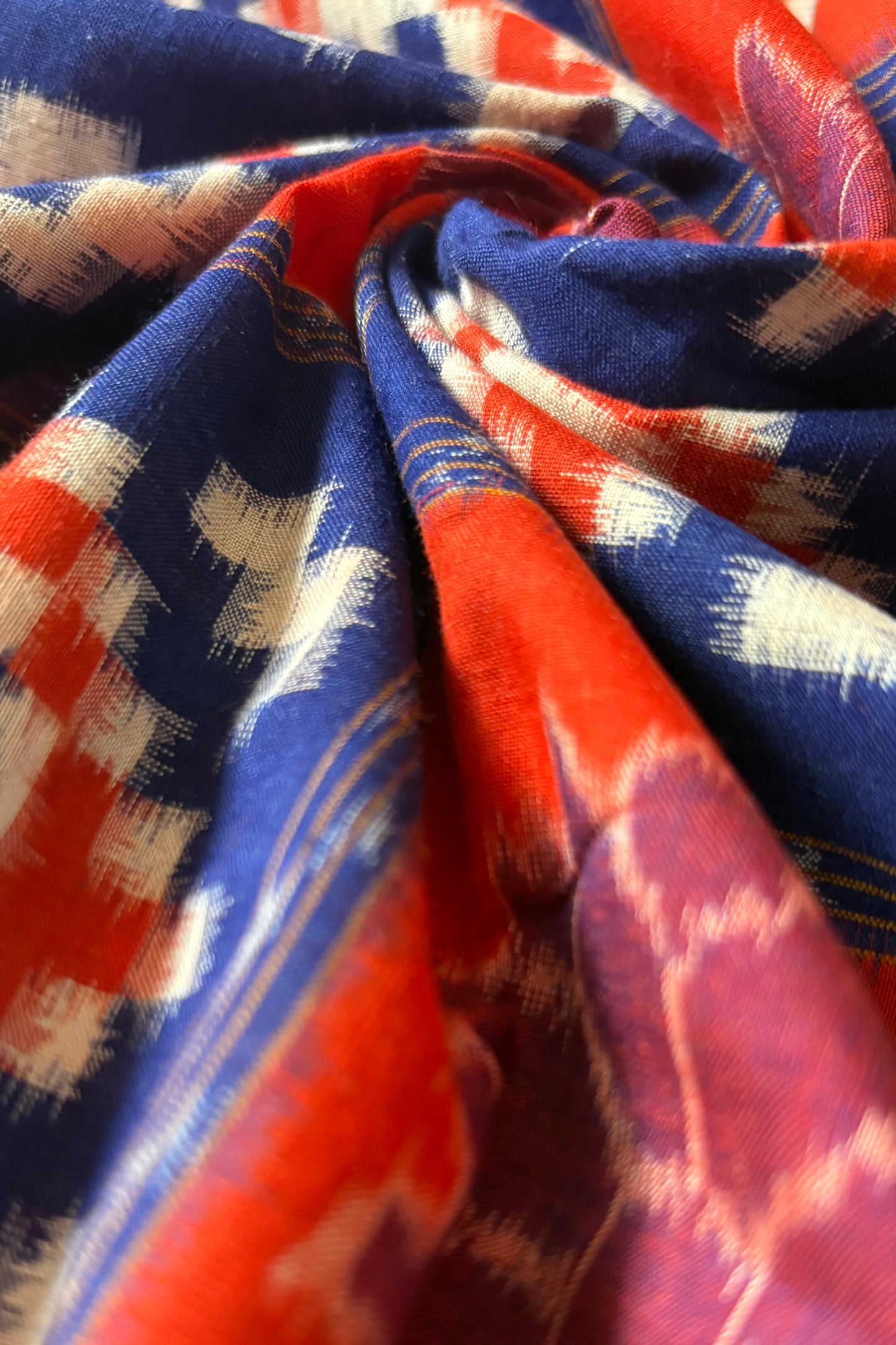 Exclusive Sambalpuri Pure Cotton Saree - Orange and Blue