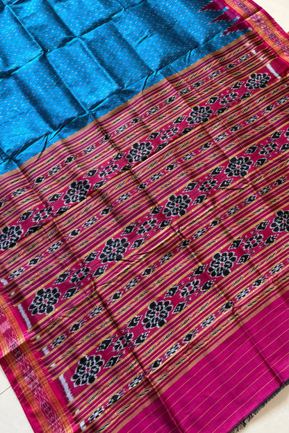 Odisha Ikkat Khandua Silk Saree - Blue