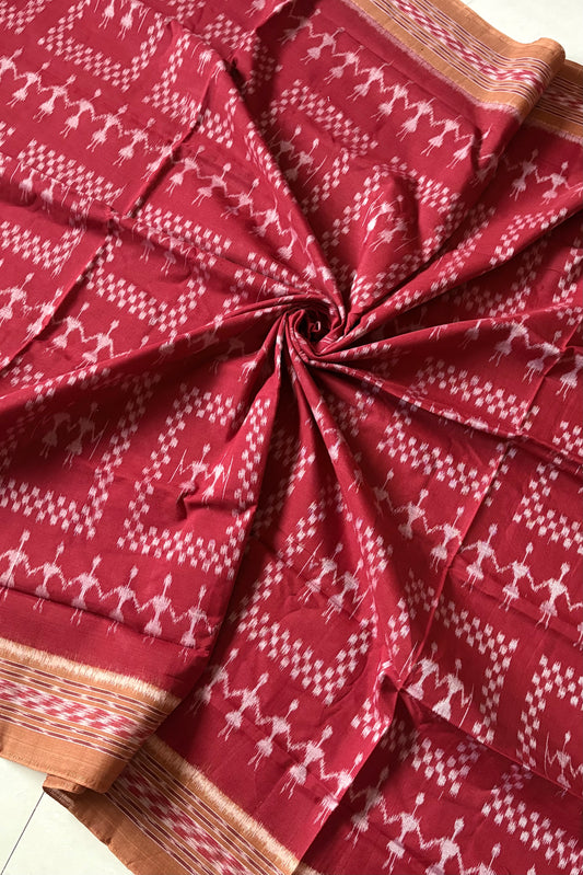 Odisha Ikkat Khandua Cotton Saree - Maroon