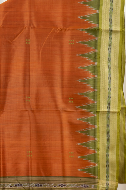 Odisha Ikkat Khandua Pure Silk Saree- Copper Brown