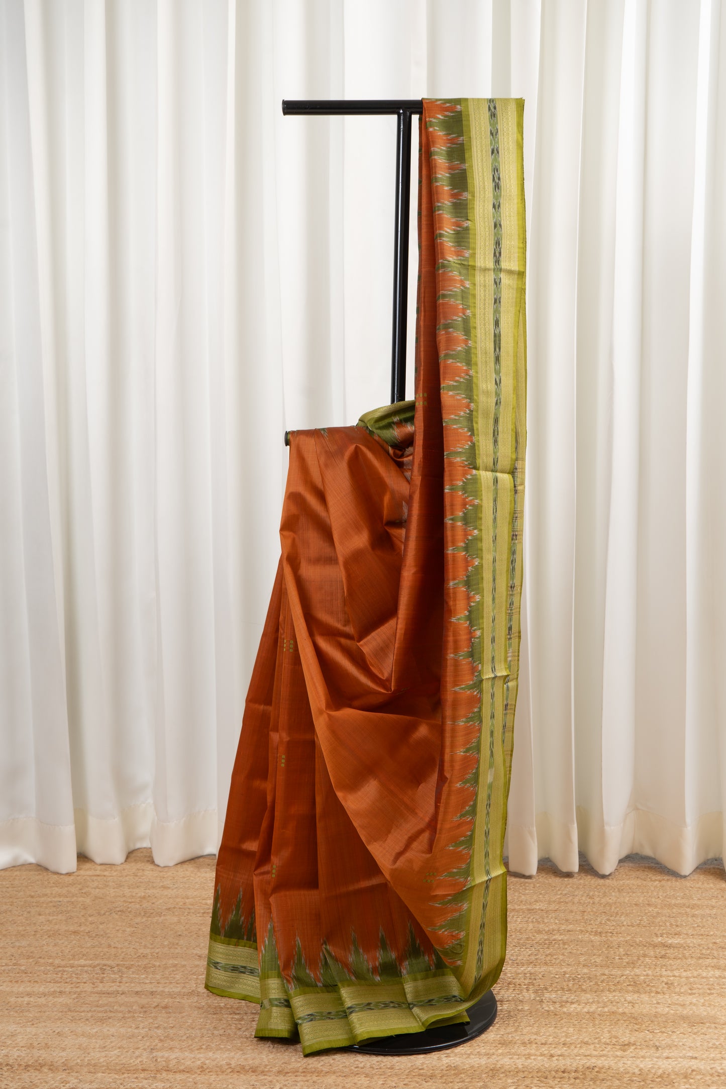 Odisha Ikkat Khandua Pure Silk Saree- Copper Brown