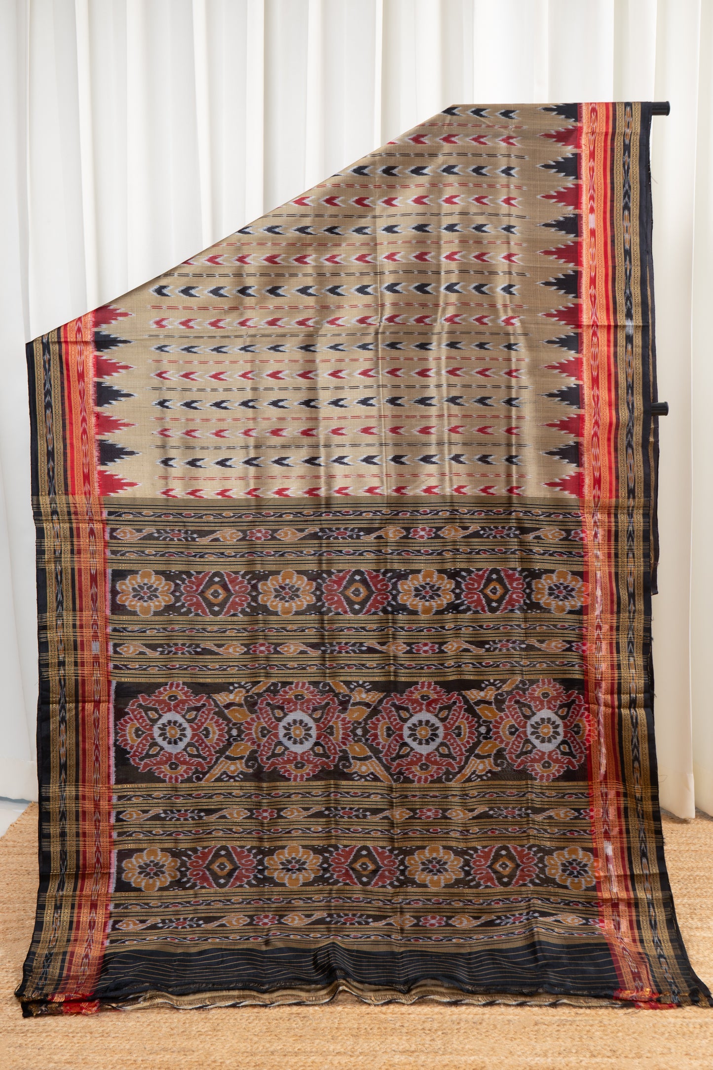 Odisha Ikkat Pure Silk Saree- Antique Gold