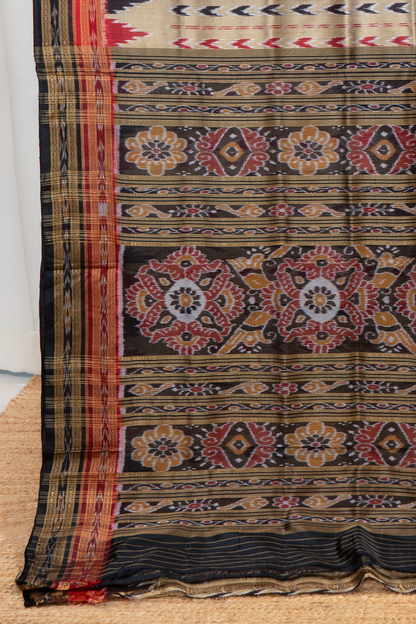 Odisha Ikkat Pure Silk Saree- Antique Gold