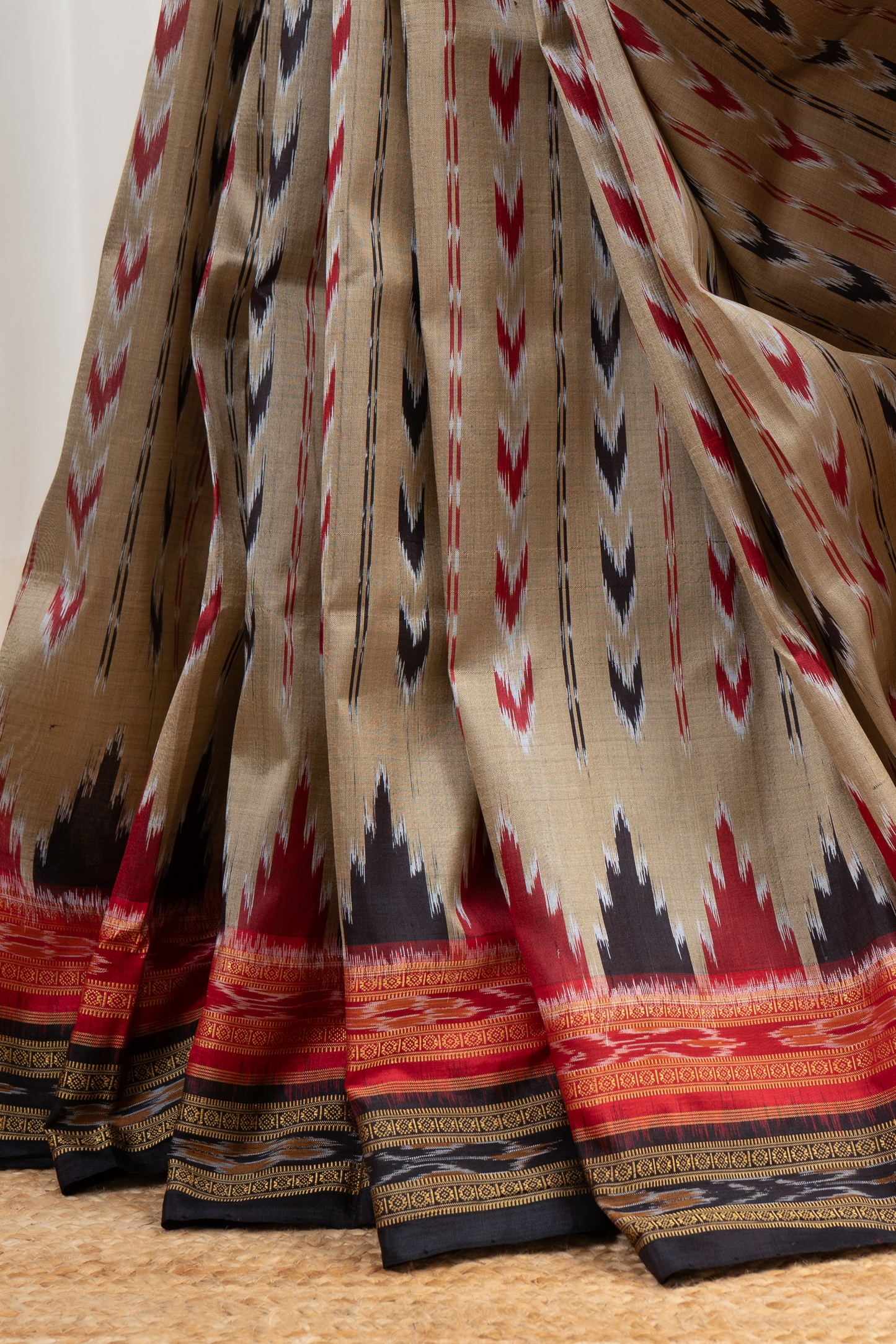 Odisha Ikkat Pure Silk Saree- Antique Gold