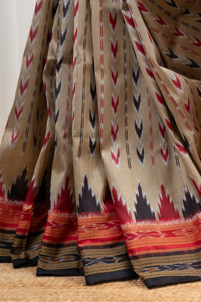 Odisha Ikkat Pure Silk Saree- Antique Gold