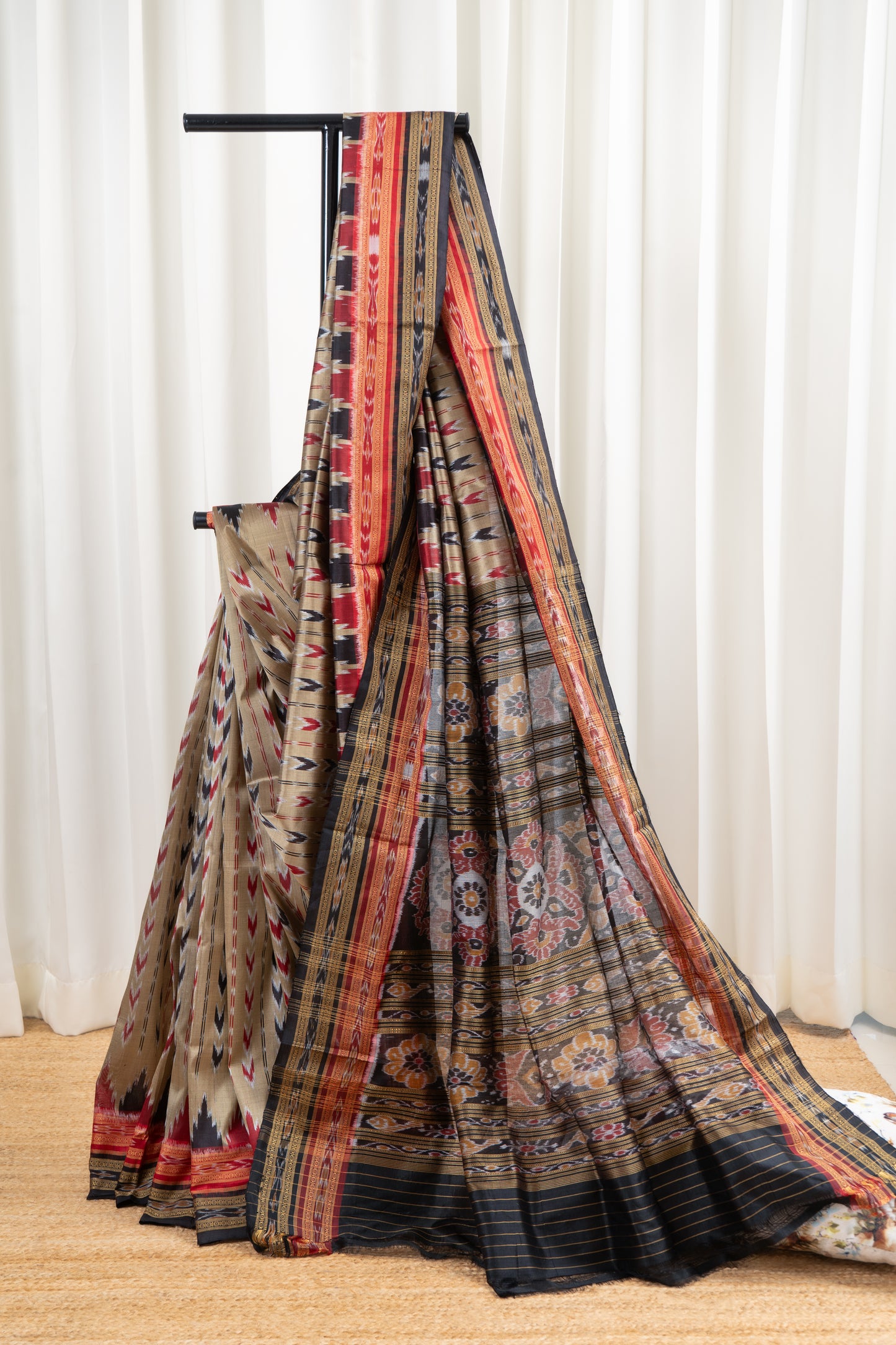 Odisha Ikkat Pure Silk Saree- Antique Gold