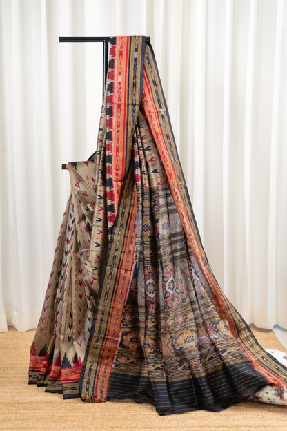 Odisha Ikkat Pure Silk Saree- Antique Gold