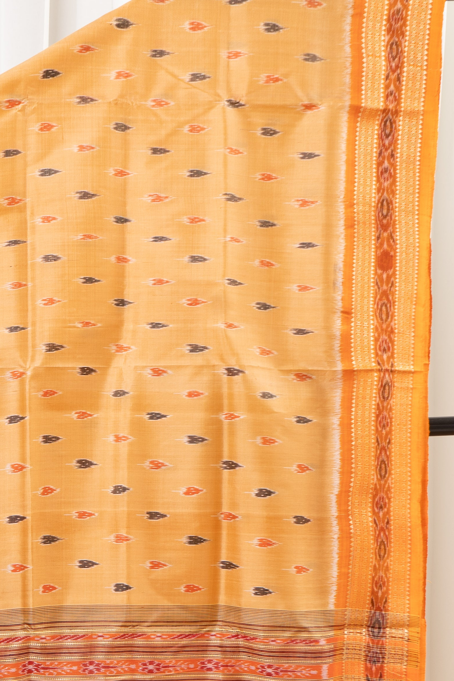 Odisha Ikkat Khandua Pure Silk Saree- Pastel Orange